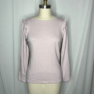 Bendetta B Blush Pink Merino Wool Cashmere Blend Ruffle Shoulder Sweater Medium